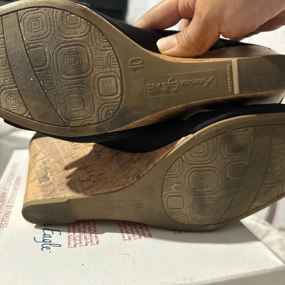 American Eagle Outfitters Black Wedge Shoes with Bow - Picture 5 of 5